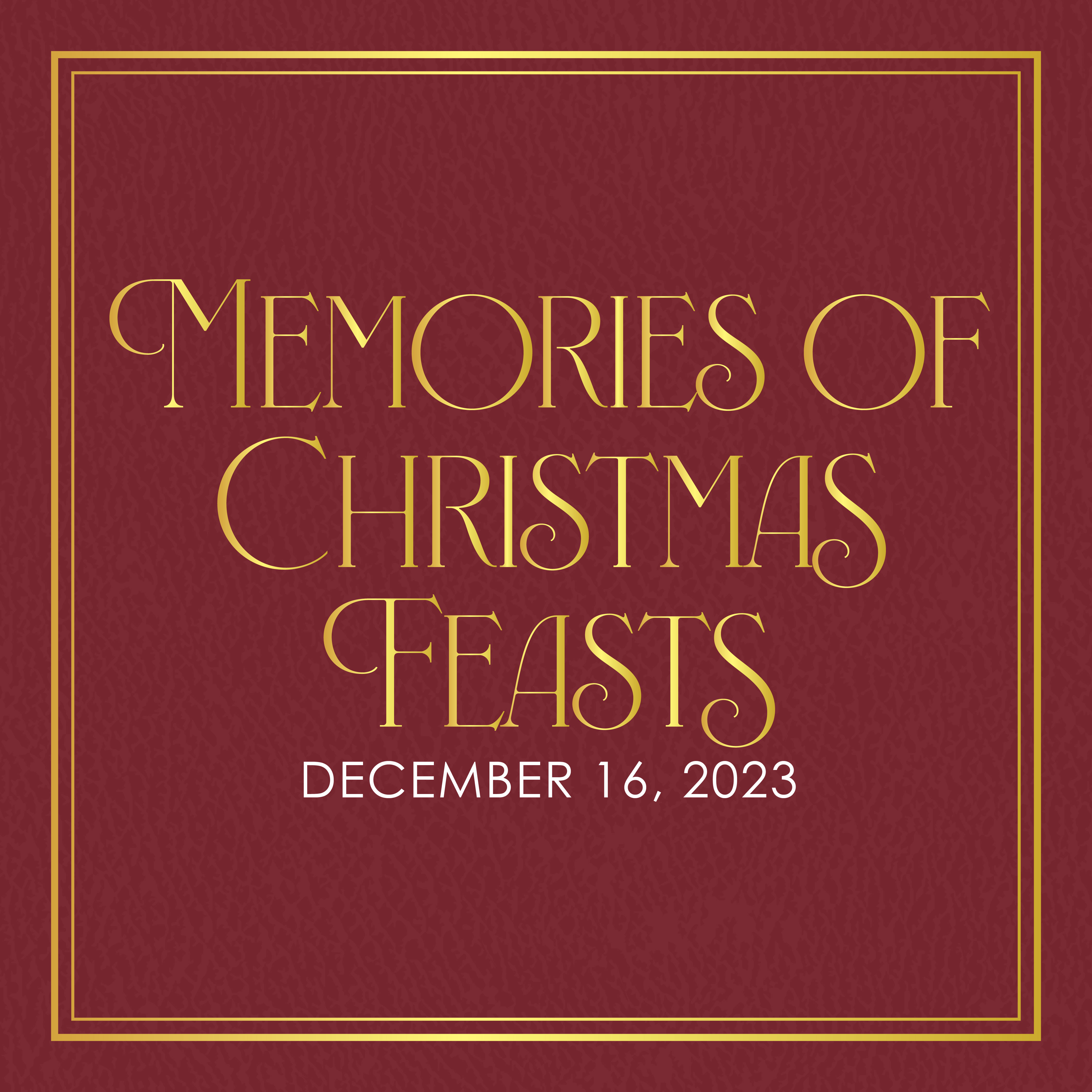 red leather book cover with memories of christmas feasts written across in gold